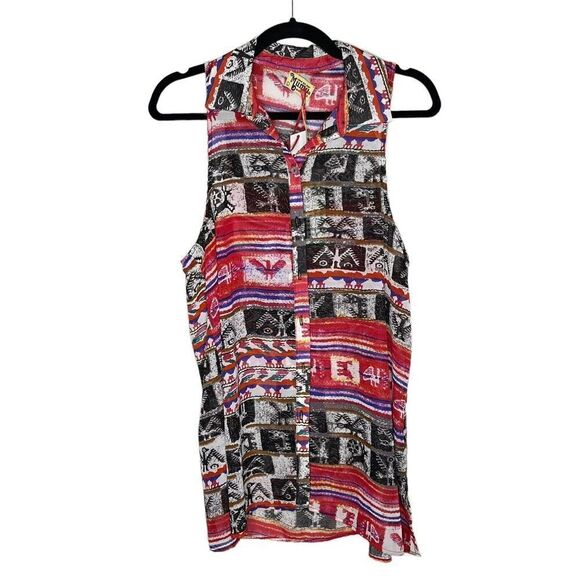 NWT Show Me Your Mumu Caz Collared Top Large Wild Wyoming Button Front $132 - Picture 5 of 10